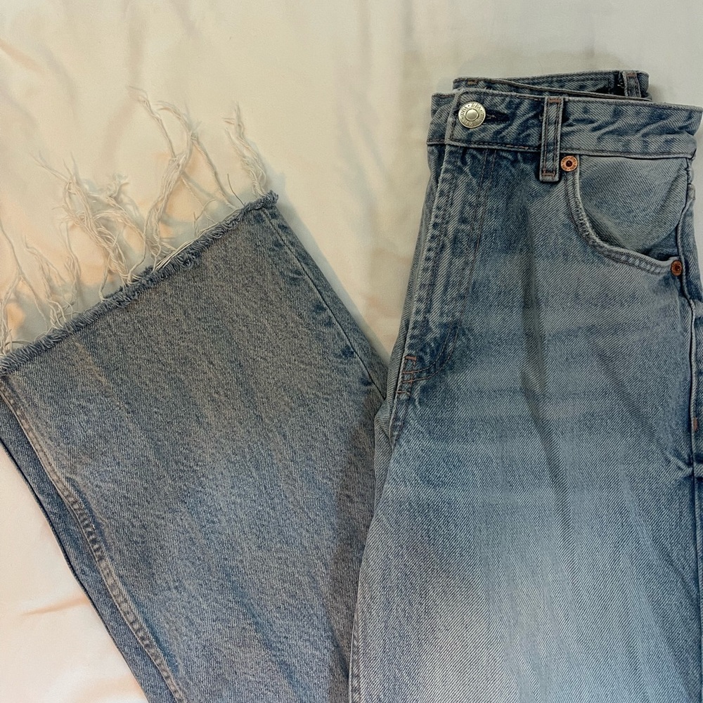 Zara Full Length Wide Leg Jeans